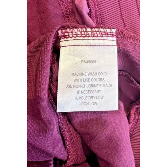 Women Greys Anatomy Barco Spandex Stretch 5 Pocket Drawstring Wine Scrub Pant L - Picture 7 of 7